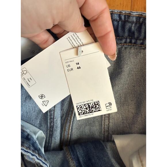 H&M Jeans Womens 14 Wide High Waist Wide Leg Braided Waist 20% Recycled 1266758 - Picture 3 of 6